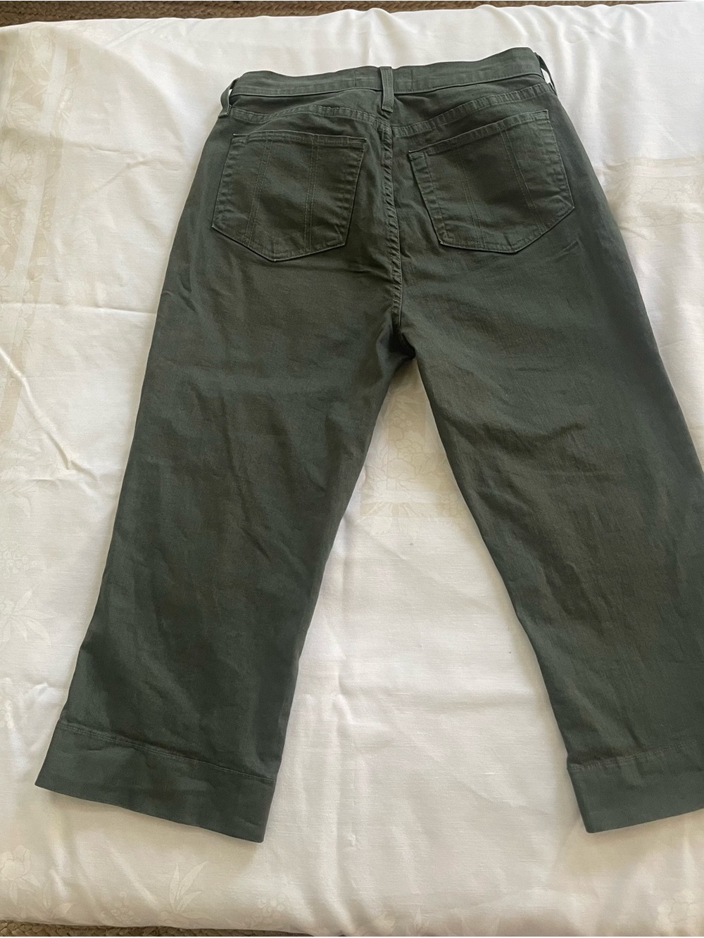 NYDJ Lift Tuck Olive Green Flared Crop-Leg Military Jeans - Picture 5 of 9